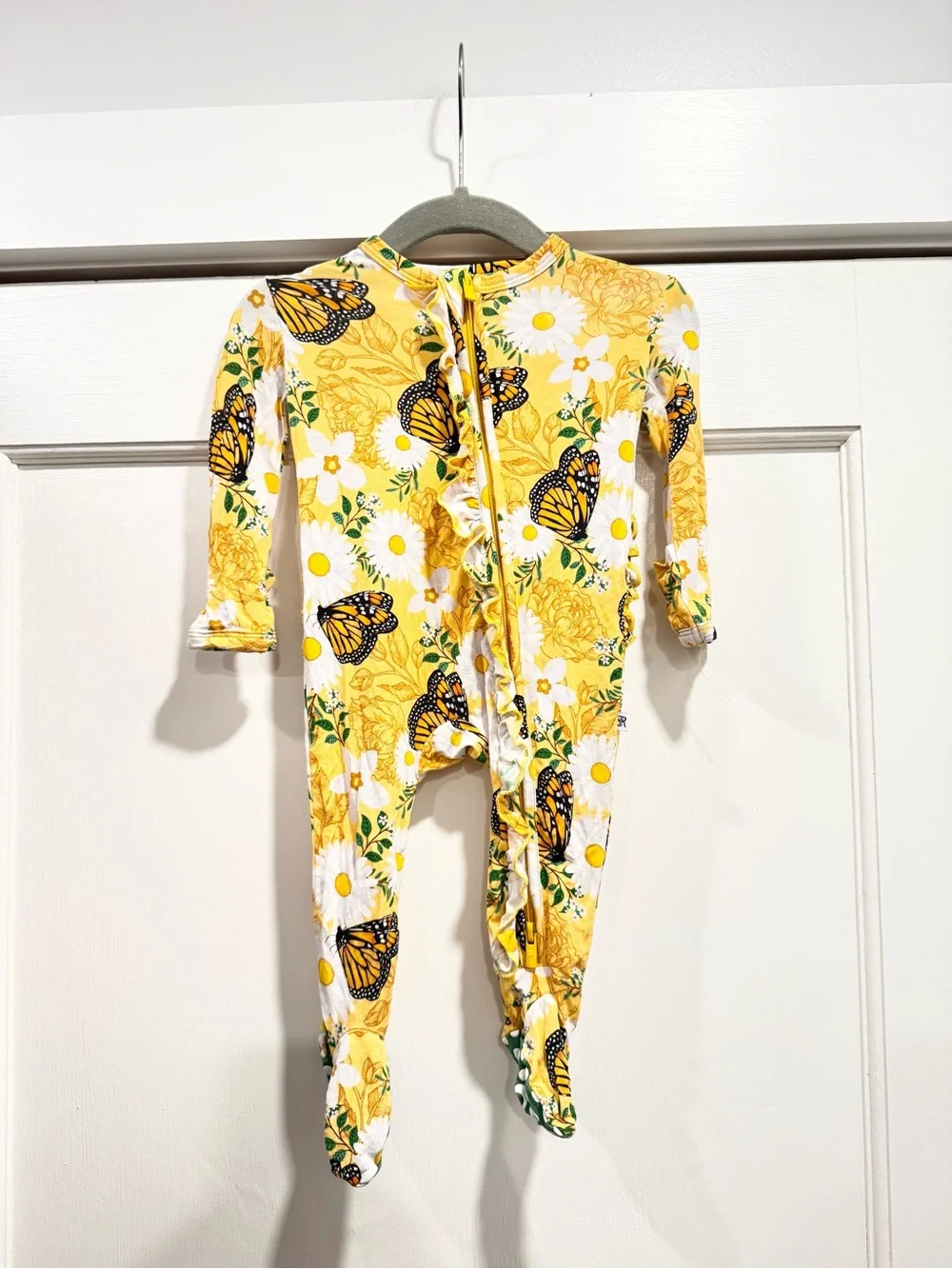 Bums & Roses Ruffle Footie Make Your Monarch 0-3M Butterfly Sunflower Floral
